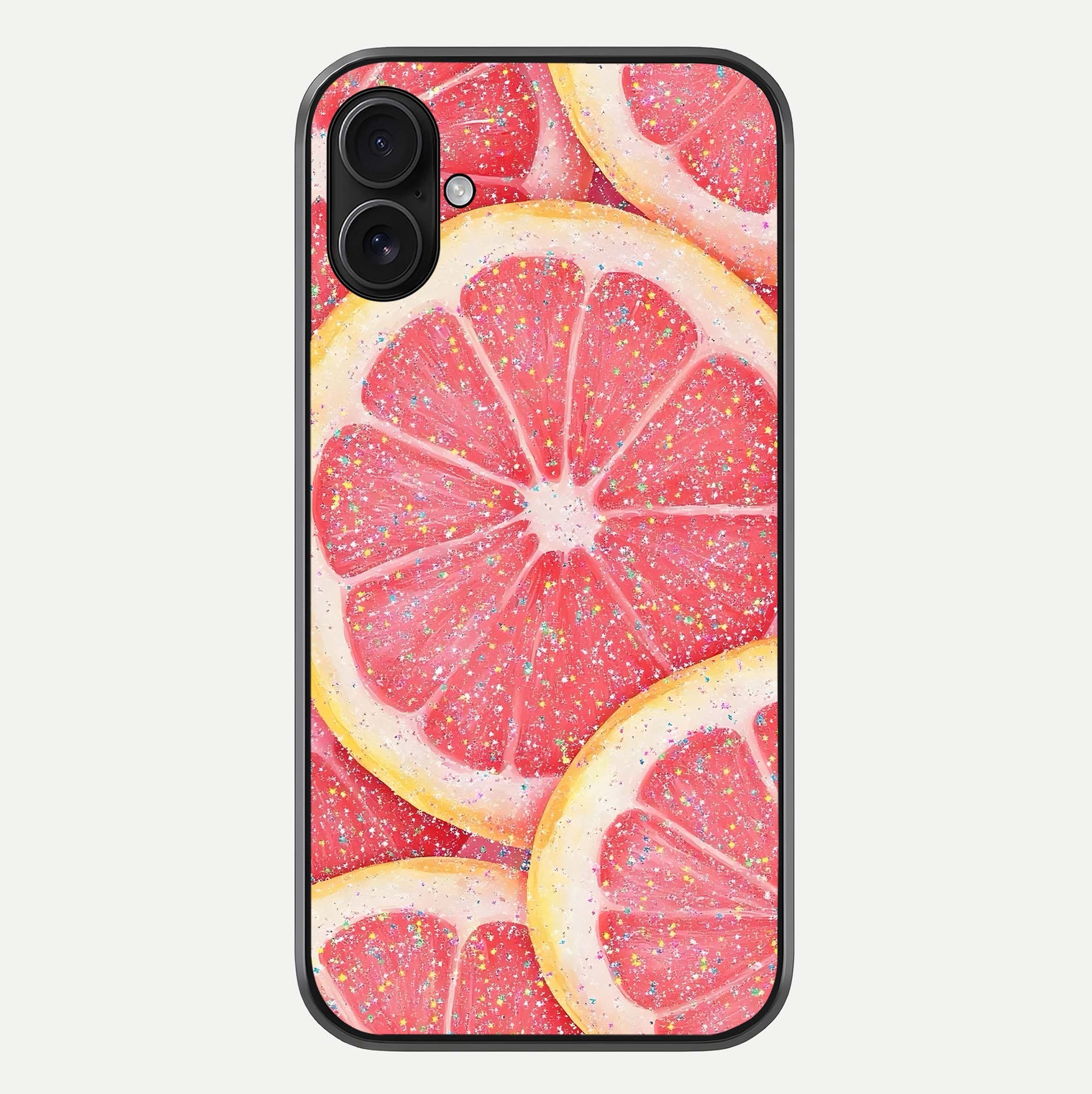 Glitter Grapefruit Glass Case For iPhone 16 Plus by Custom World