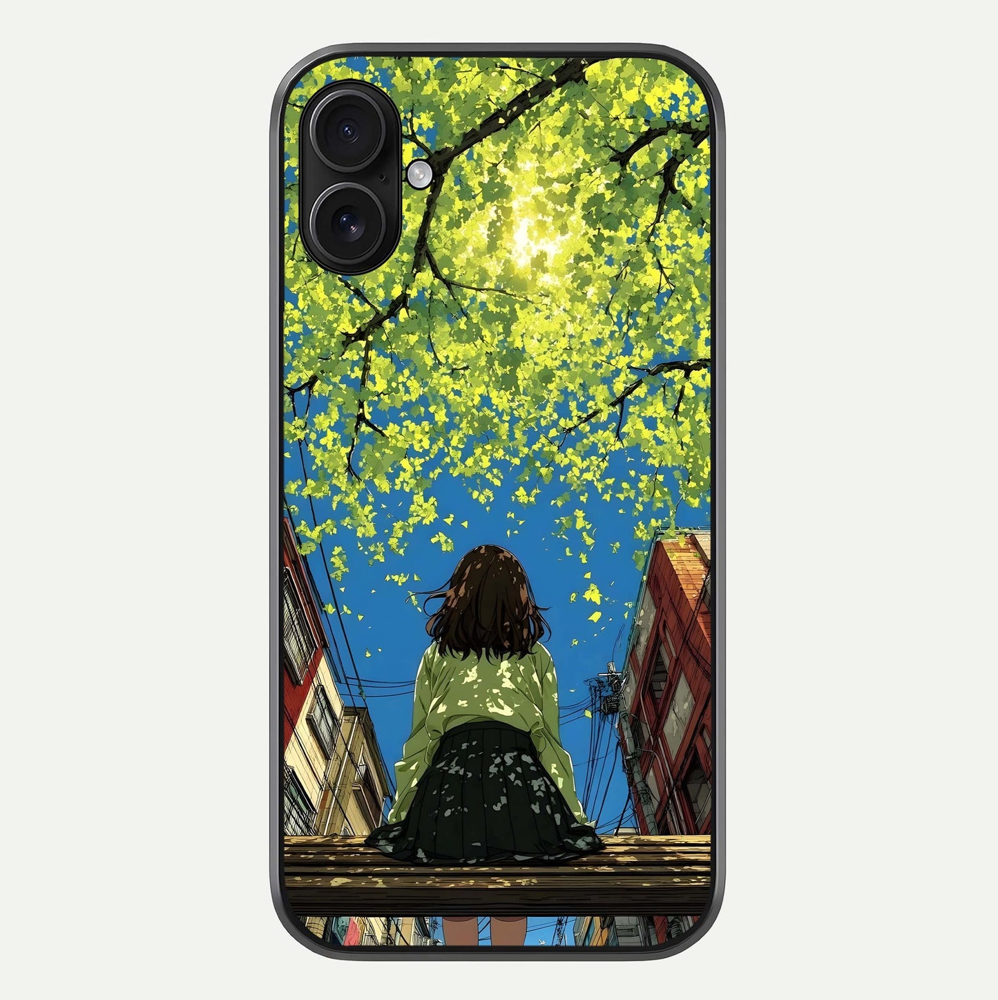 Golden Leaves Glow Glass Case For iPhone 16 Plus by Custom World