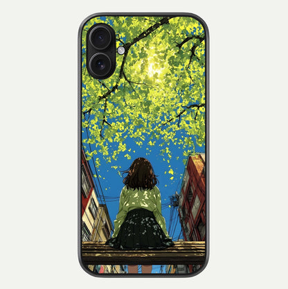 Golden Leaves Glow Glass Case For iPhone 16 Plus by Custom World