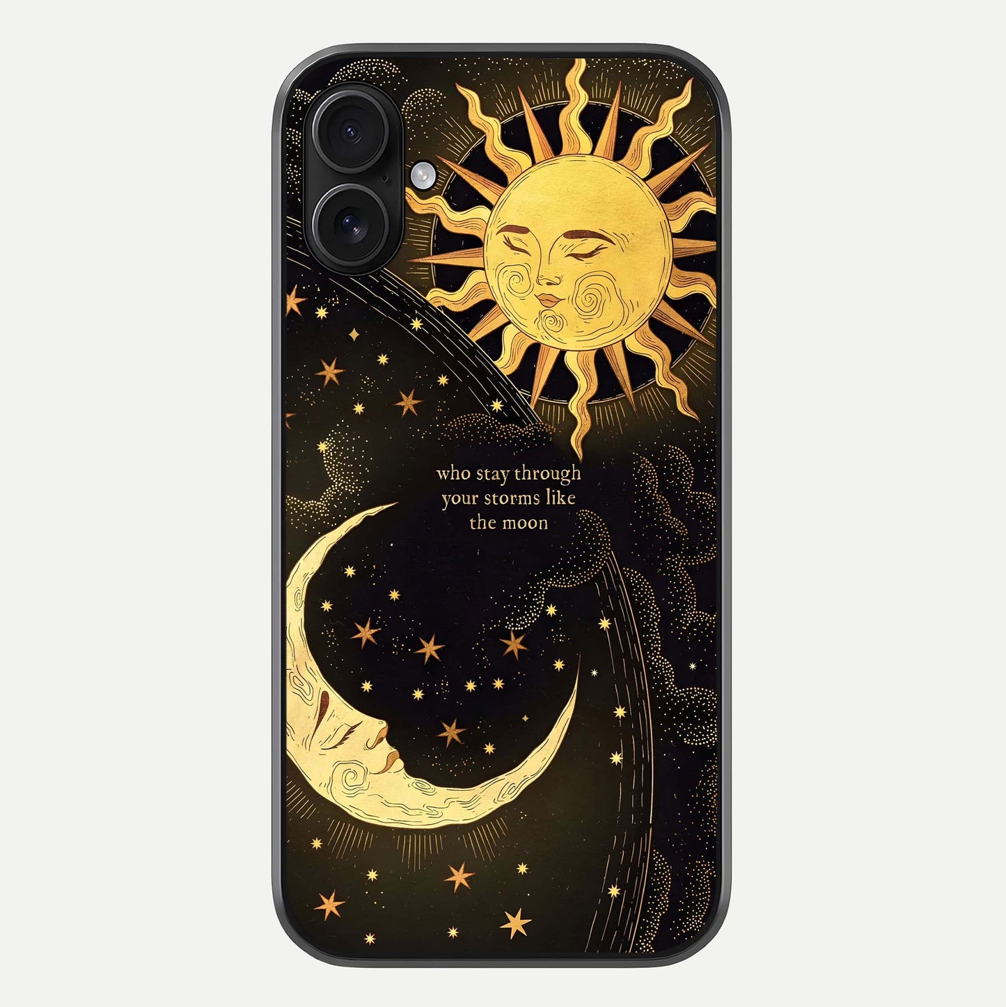 Golden Lunar Love Glass Case For iPhone 16 Plus by Custom World
