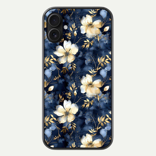 Golden Midnight Bloom Glass Case For iPhone 16 Plus by Custom World