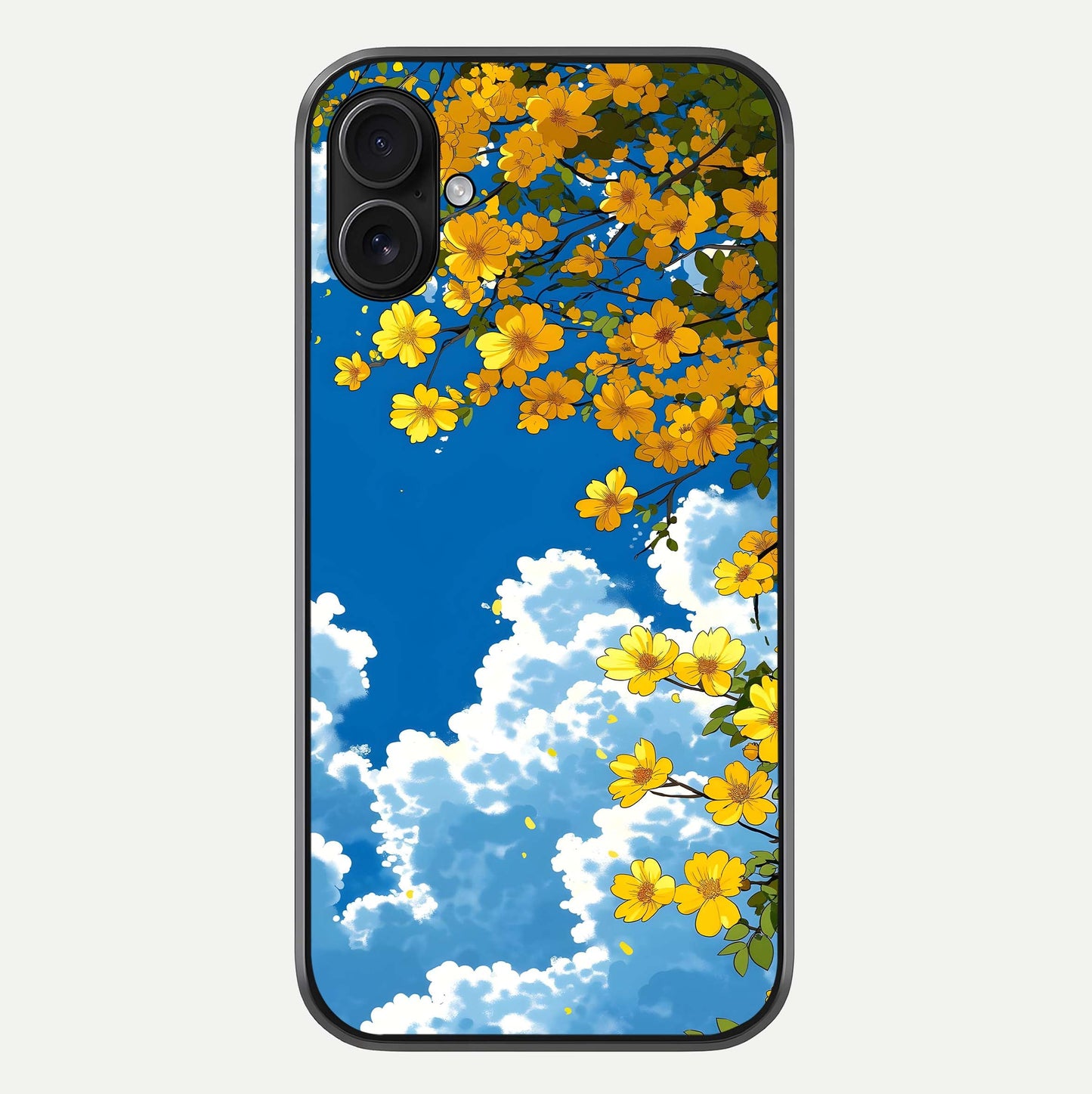 Golden Petal Sky Glass Case For iPhone 16 Plus by Custom World