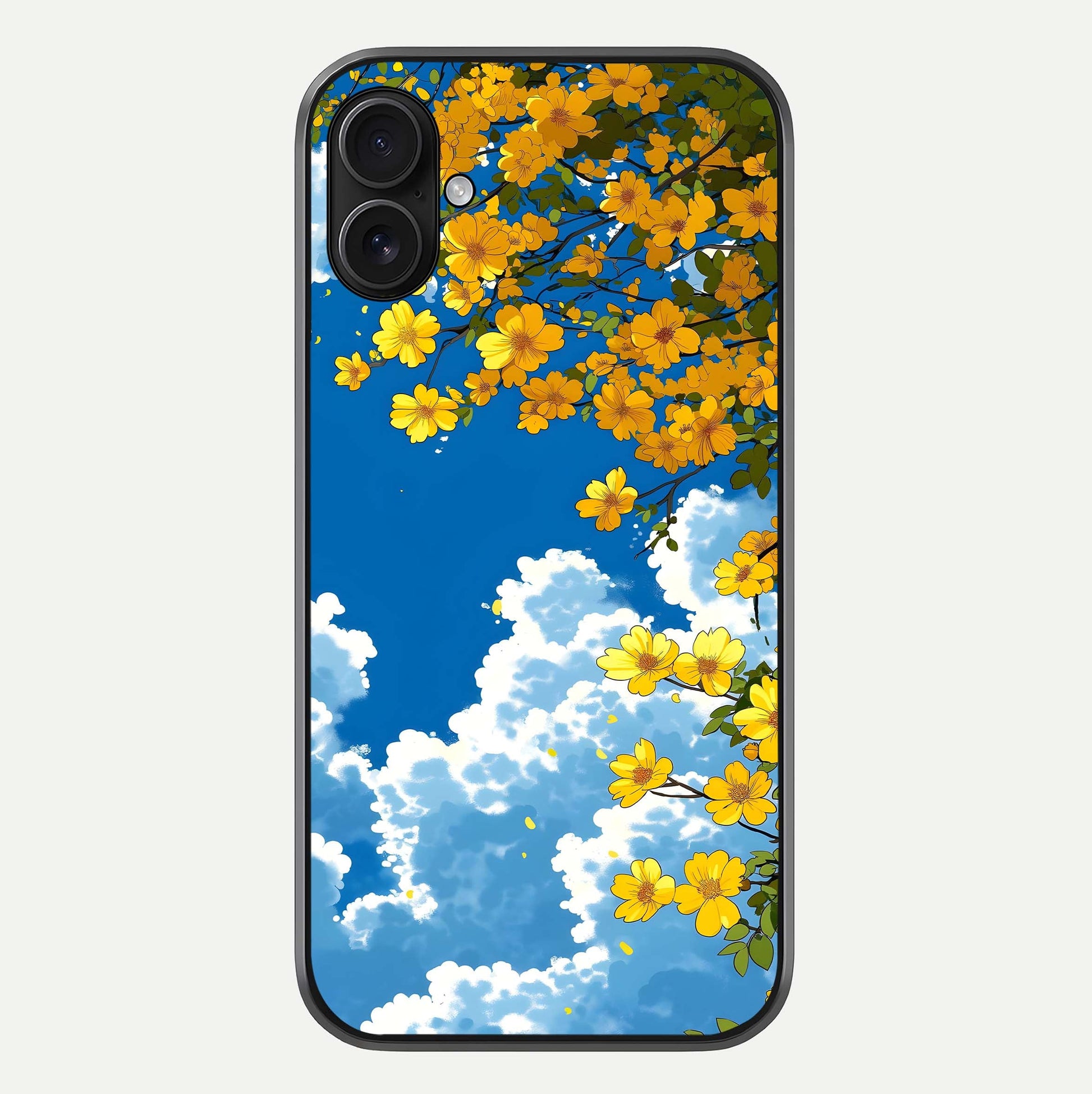 Golden Petal Sky Glass Case For iPhone 16 Plus by Custom World