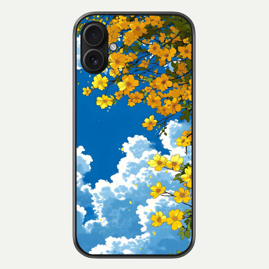 Golden Petal Sky Glass Case For iPhone 16 Plus by Custom World