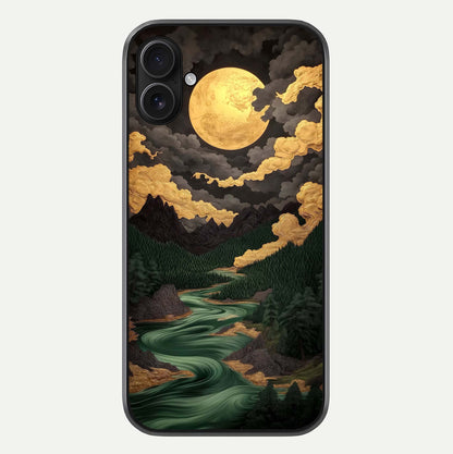 Golden River Moon Glass Case For iPhone 16 Plus by Custom World