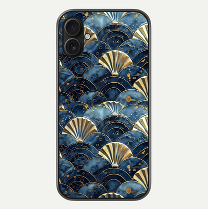 Golden Wave Luxe Glass Case For iPhone 16 Plus by Custom World