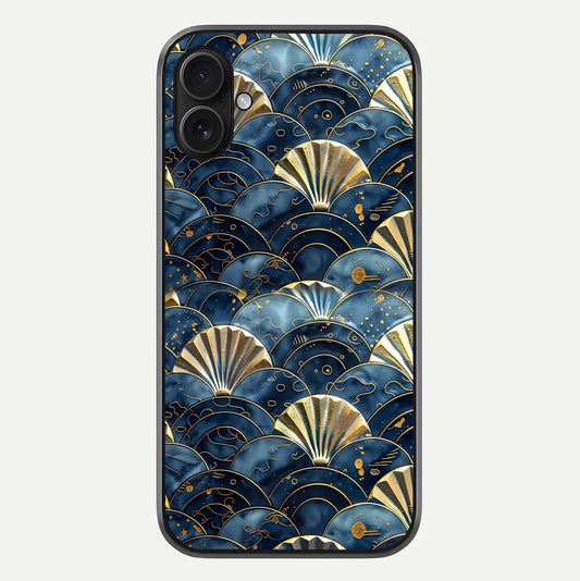 Golden Wave Luxe Glass Case For iPhone 16 Plus by Custom World