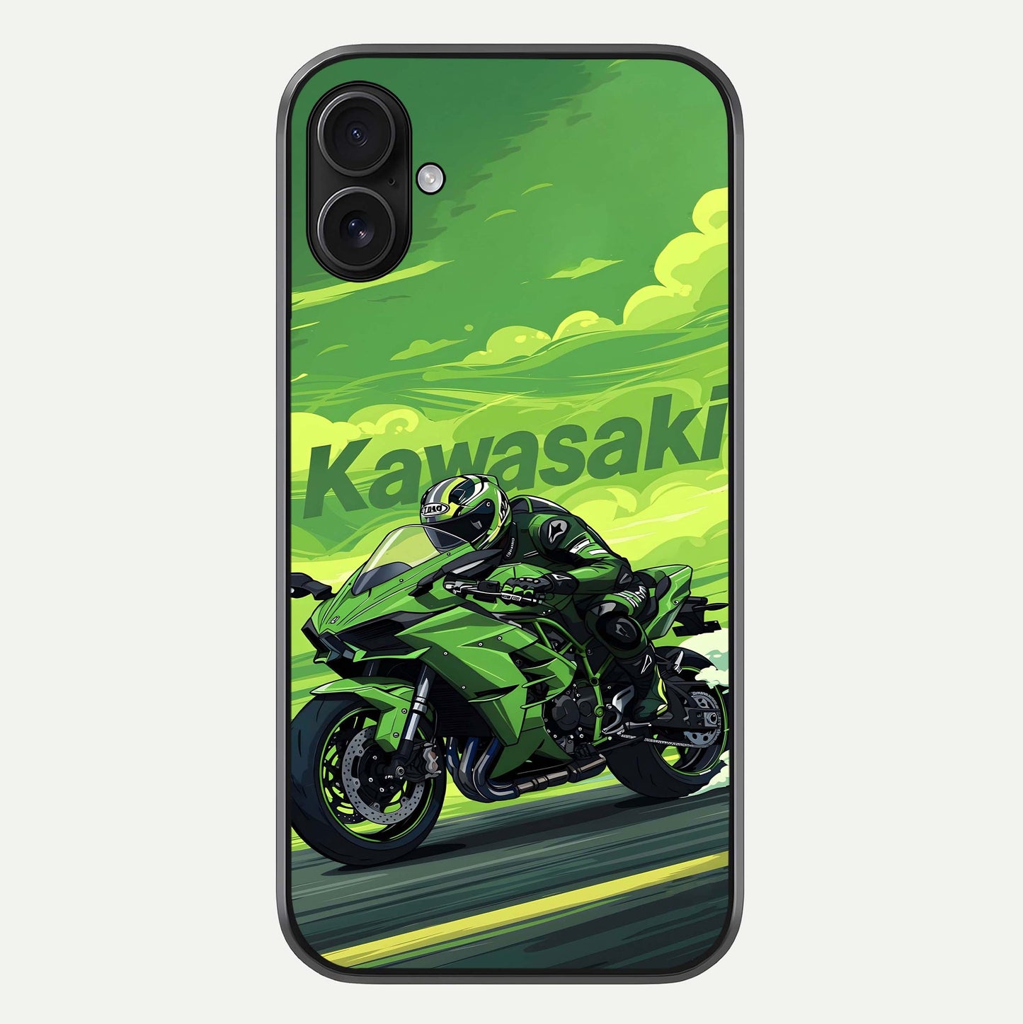 Green Kawasaki Glass Case For iPhone 16 Plus by Custom World