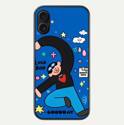 Happy Luck Vibe Glass Case For iPhone 16 Plus by Custom World