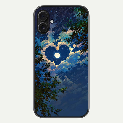 Heart With Moon Sky Glass Case For iPhone 16 Plus by Custom World