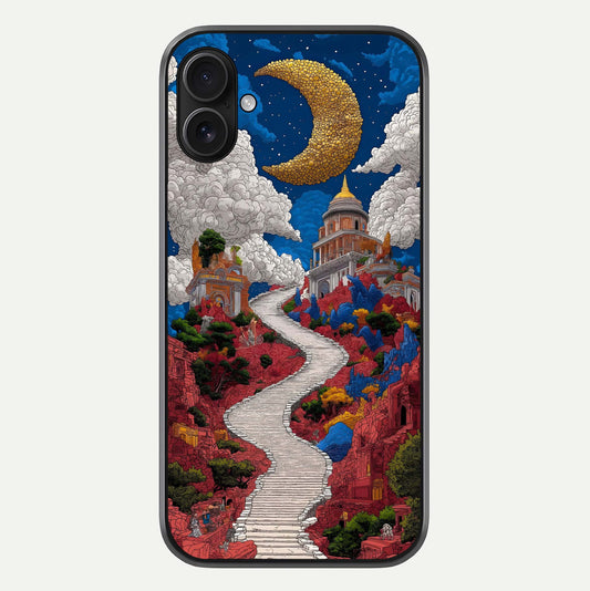 Heavenly Moon Path Glass Case For iPhone 16 Plus by Custom World
