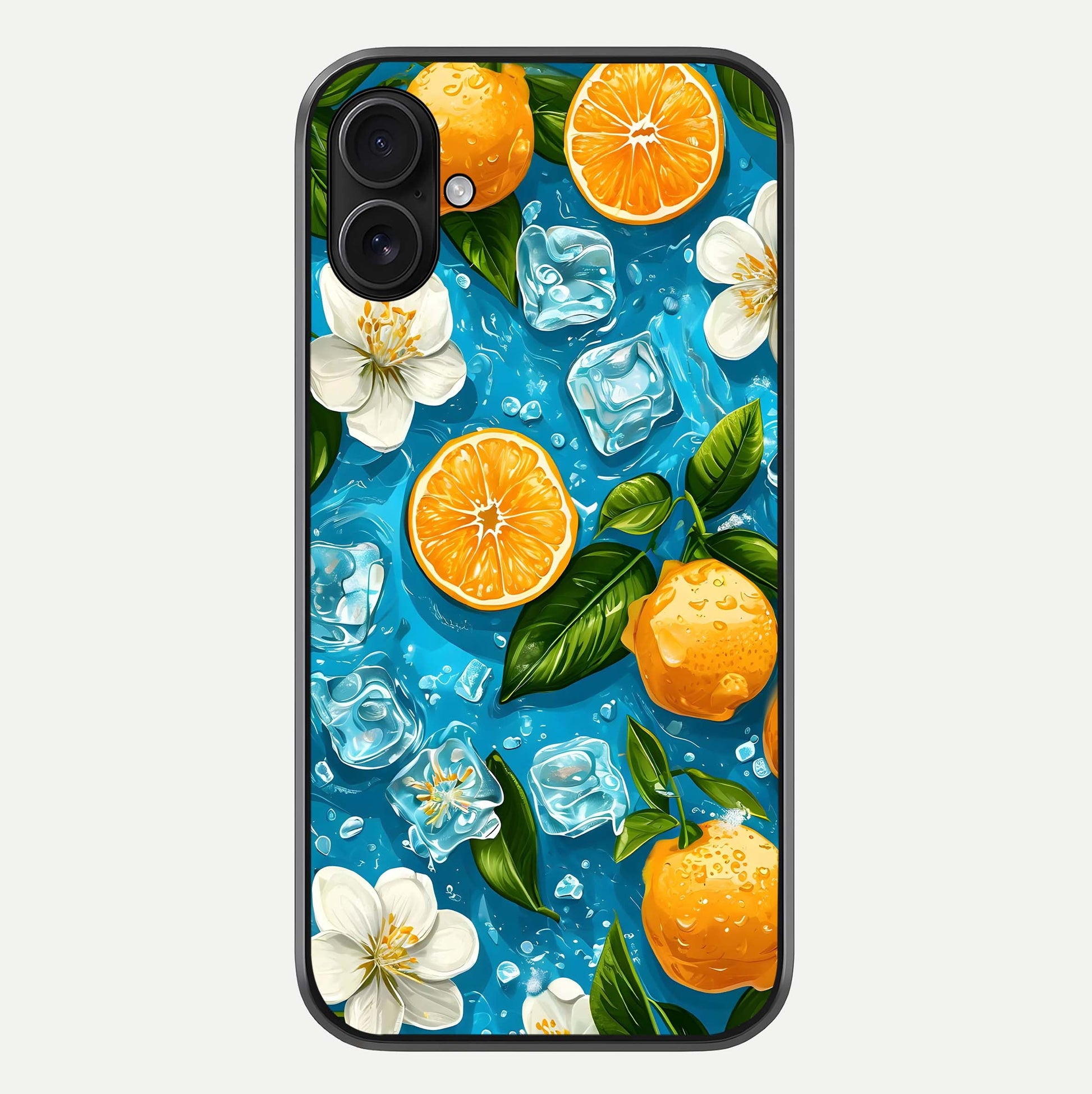 Ice Cube With Orange Glass Case For iPhone 16 Plus by Custom World