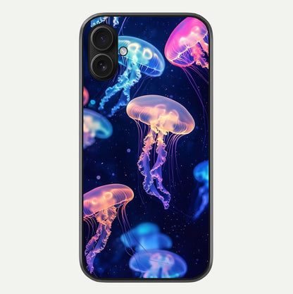 Jellyfish Pattern Glass Case For iPhone 16 Plus by Custom World
