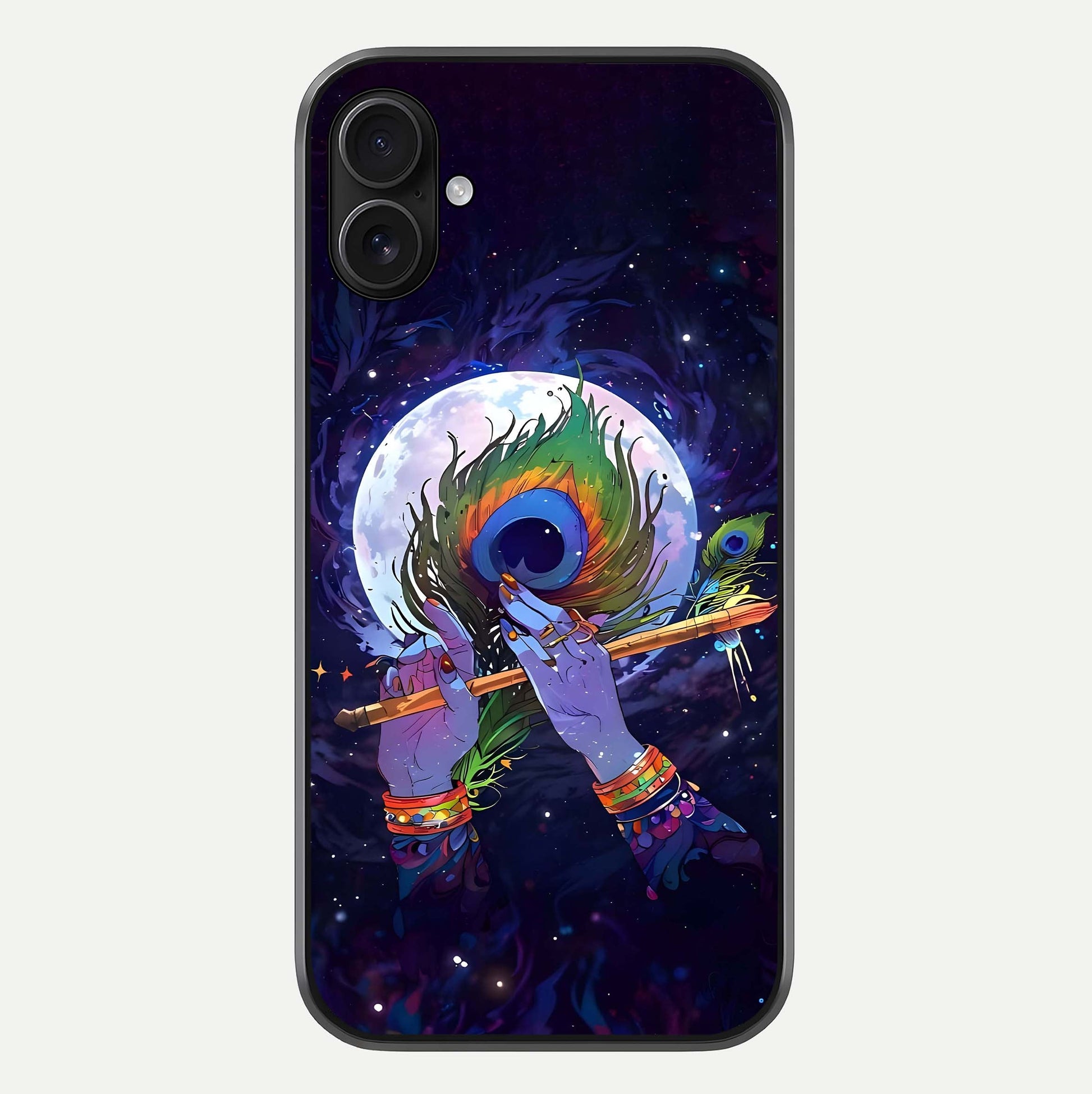 Krishna Hands Art Glass Case For iPhone 16 Plus by Custom World