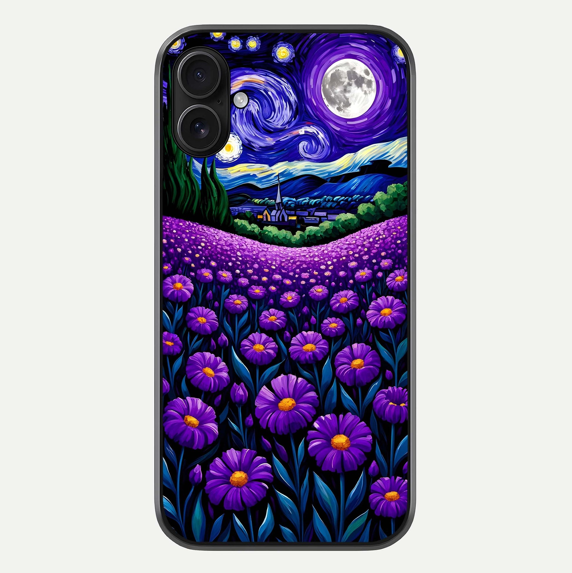 Lavender Moon Field Glass Case For iPhone 16 Plus by Custom World
