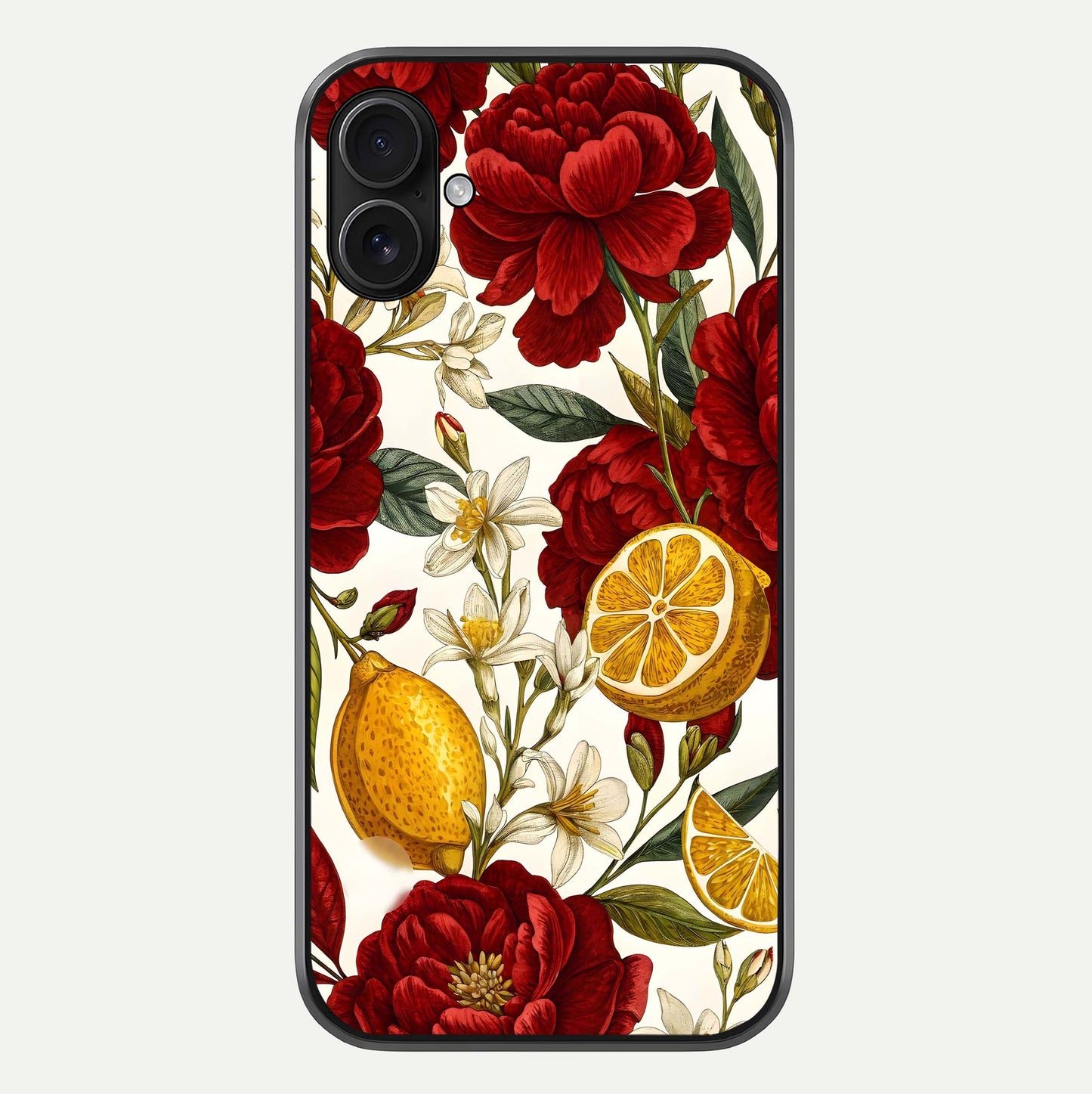 Lemon Rose Charm Glass Case For iPhone 16 Plus by Custom World