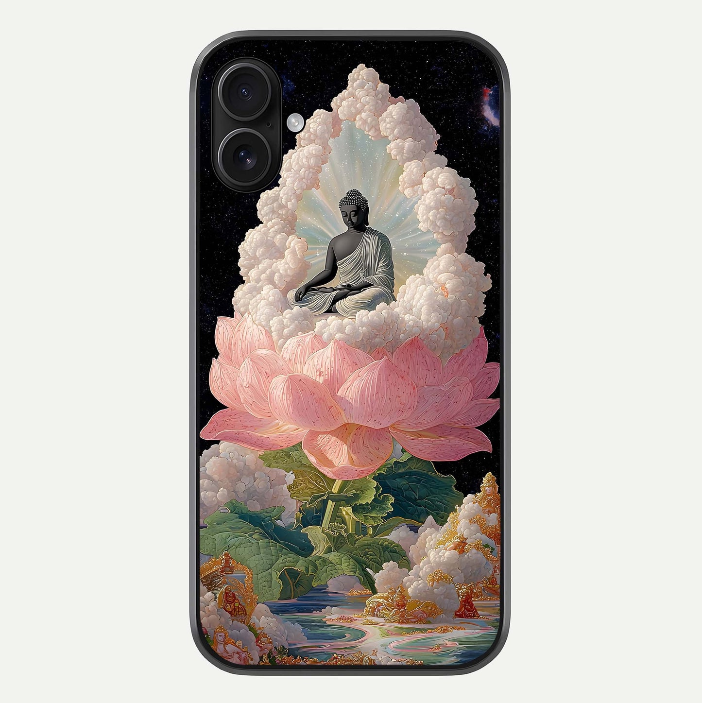 Lotus Divine Peace Glass Case For iPhone 16 Plus by Custom World