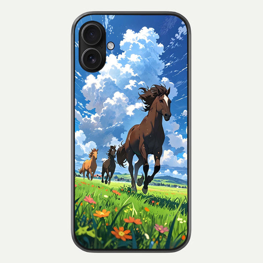 Majestic Horses Galloping Glass Case For iPhone 16 Plus by Custom World
