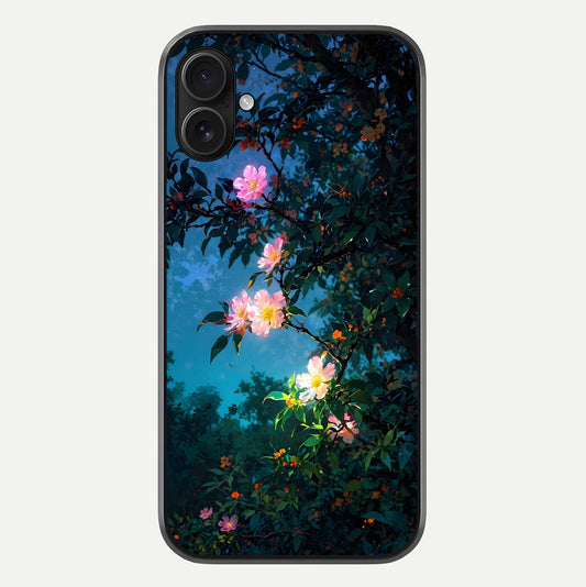 Midnight Bloom Glow Glass Case For iPhone 16 Plus by Custom World