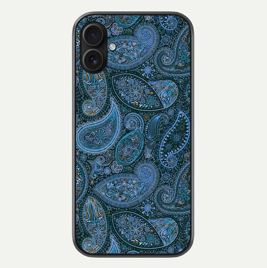 Midnight Paisley Glow Glass Case For iPhone 16 Plus by Custom World