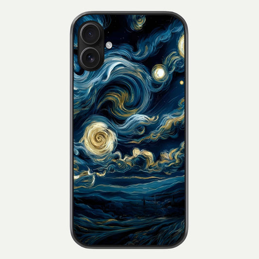 Midnight Sky Whirl Glass Case For iPhone 16 Plus by Custom World