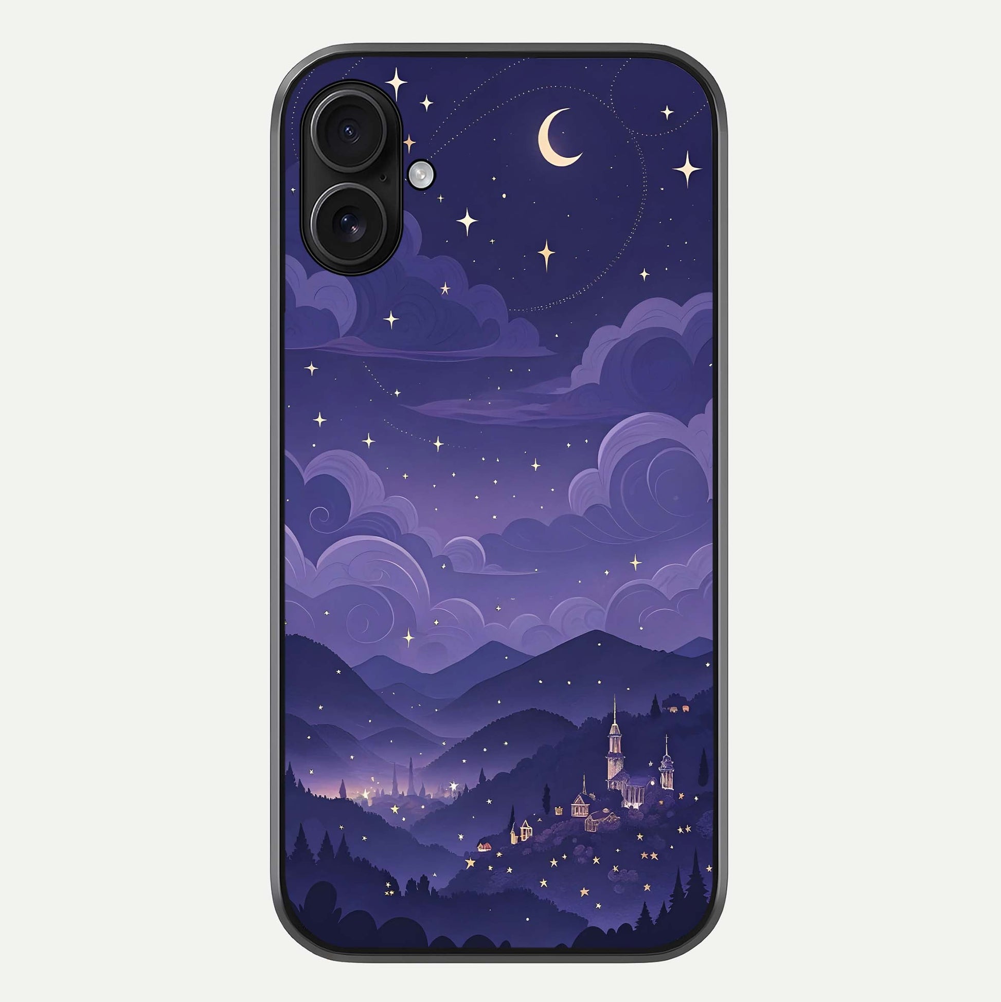Minimal Night View Glass Case For iPhone 16 Plus by Custom World