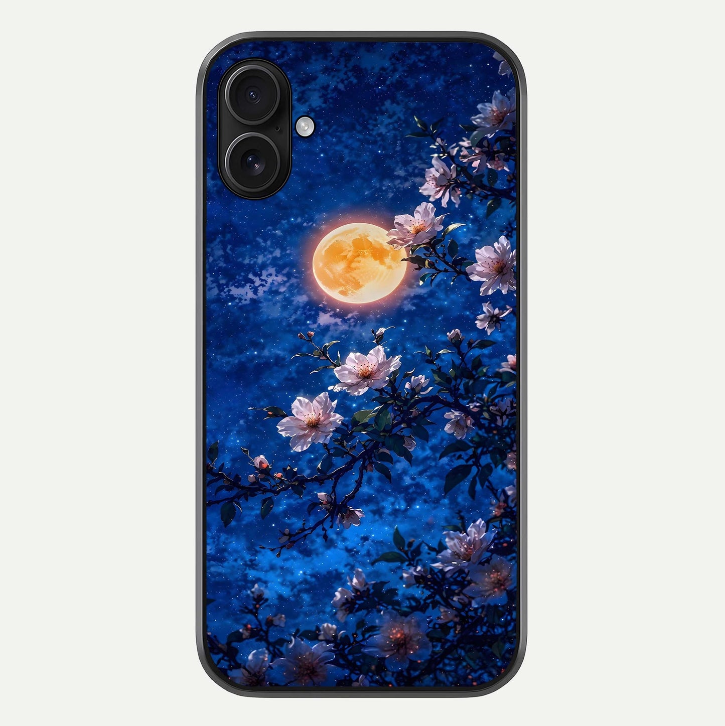 Moonlit Blossoms Night Glass Case For iPhone 16 Plus by Custom World