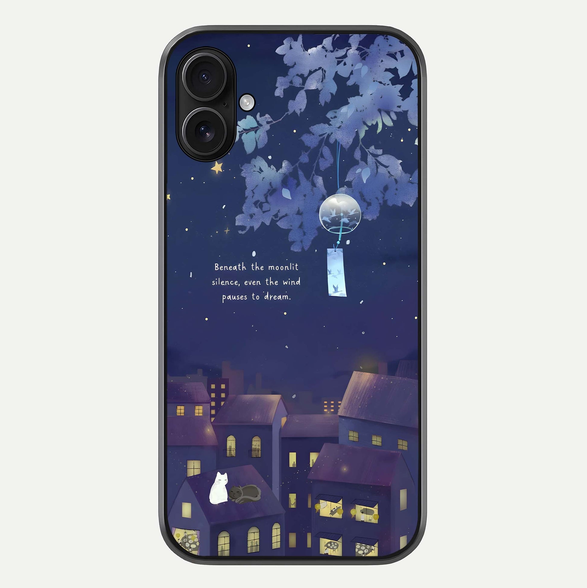 Moonlit Cat Silence Glass Case For iPhone 16 Plus by Custom World