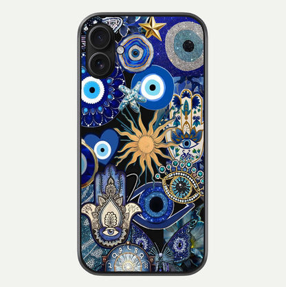 Mystic Blue Evil Eye Glass Case For iPhone 16 Plus by Custom World