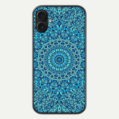 Ocean Bloom Mandala Glass Case For iPhone 16 Plus by Custom World