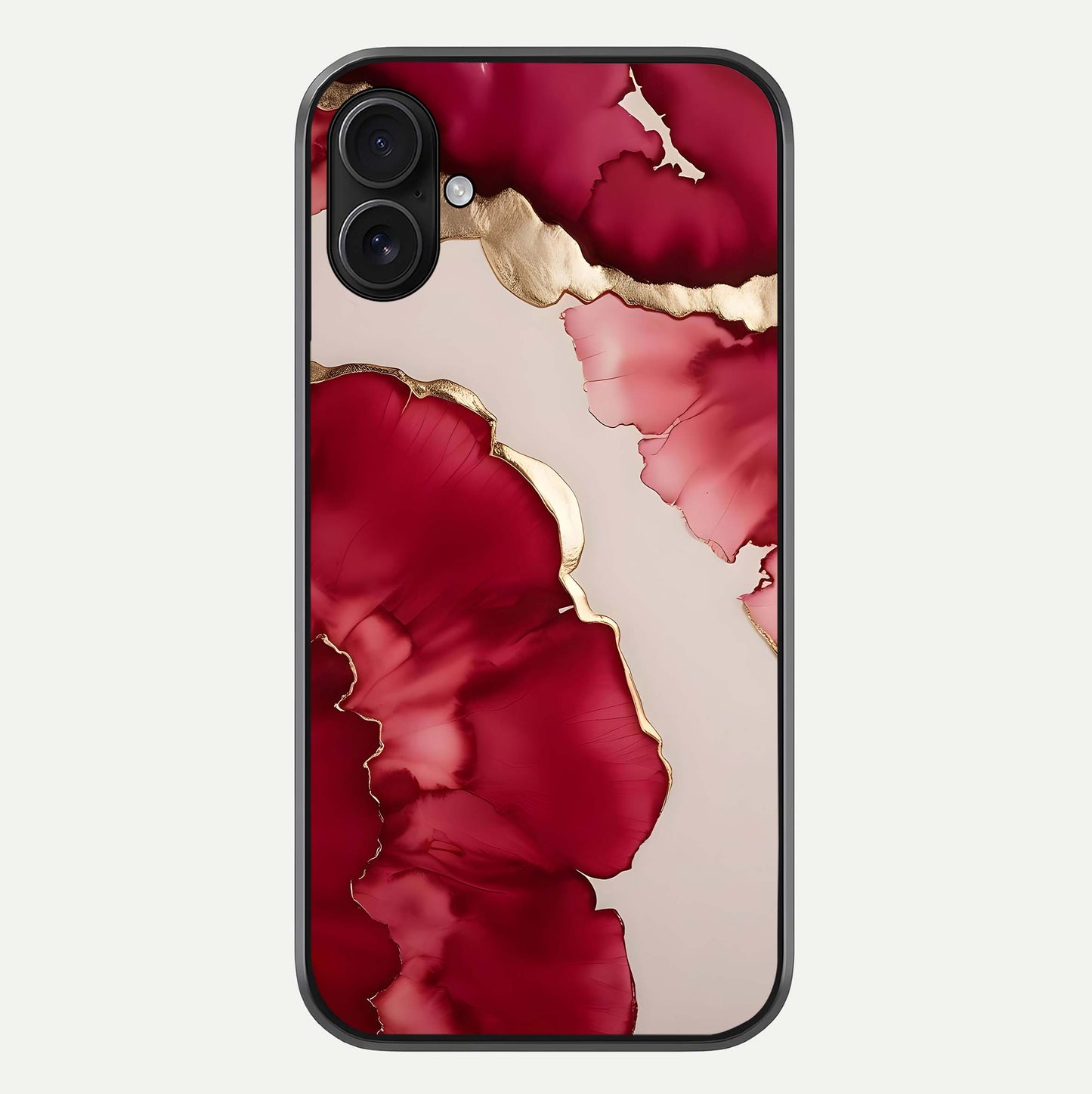 Pink & White Marble Glass Case For iPhone 16 Plus