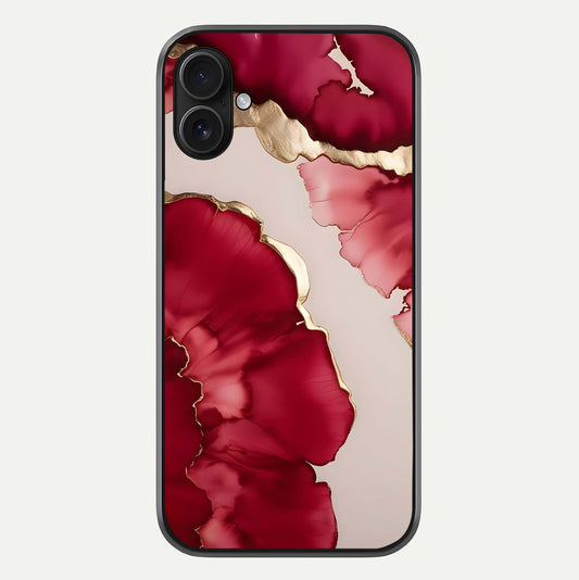 Pink & White Marble Glass Case For iPhone 16 Plus