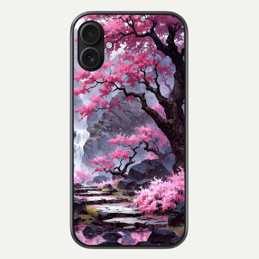 Pinkish Scenery Glass Case For iPhone 16 Plus by Custom World