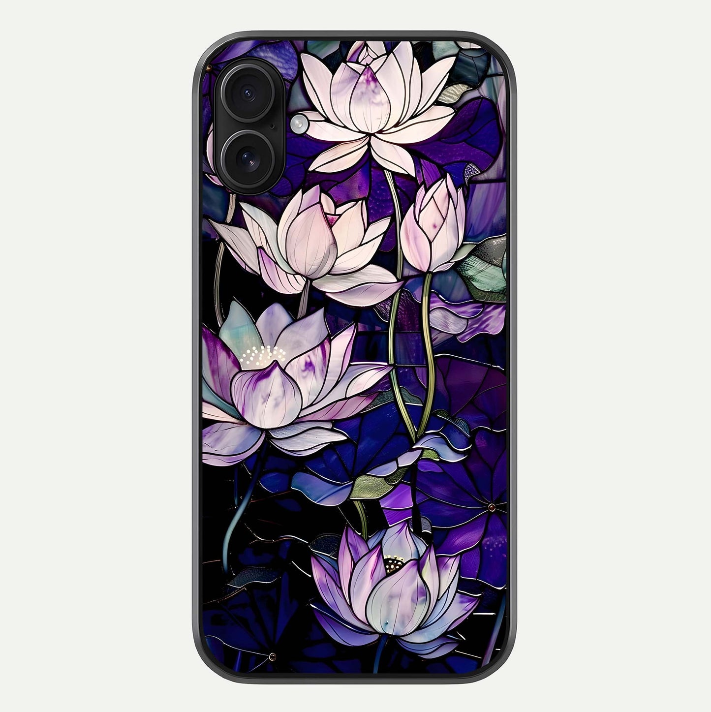 Purple Lotus Pattern Glass Case For iPhone 16 Plus by Custom World
