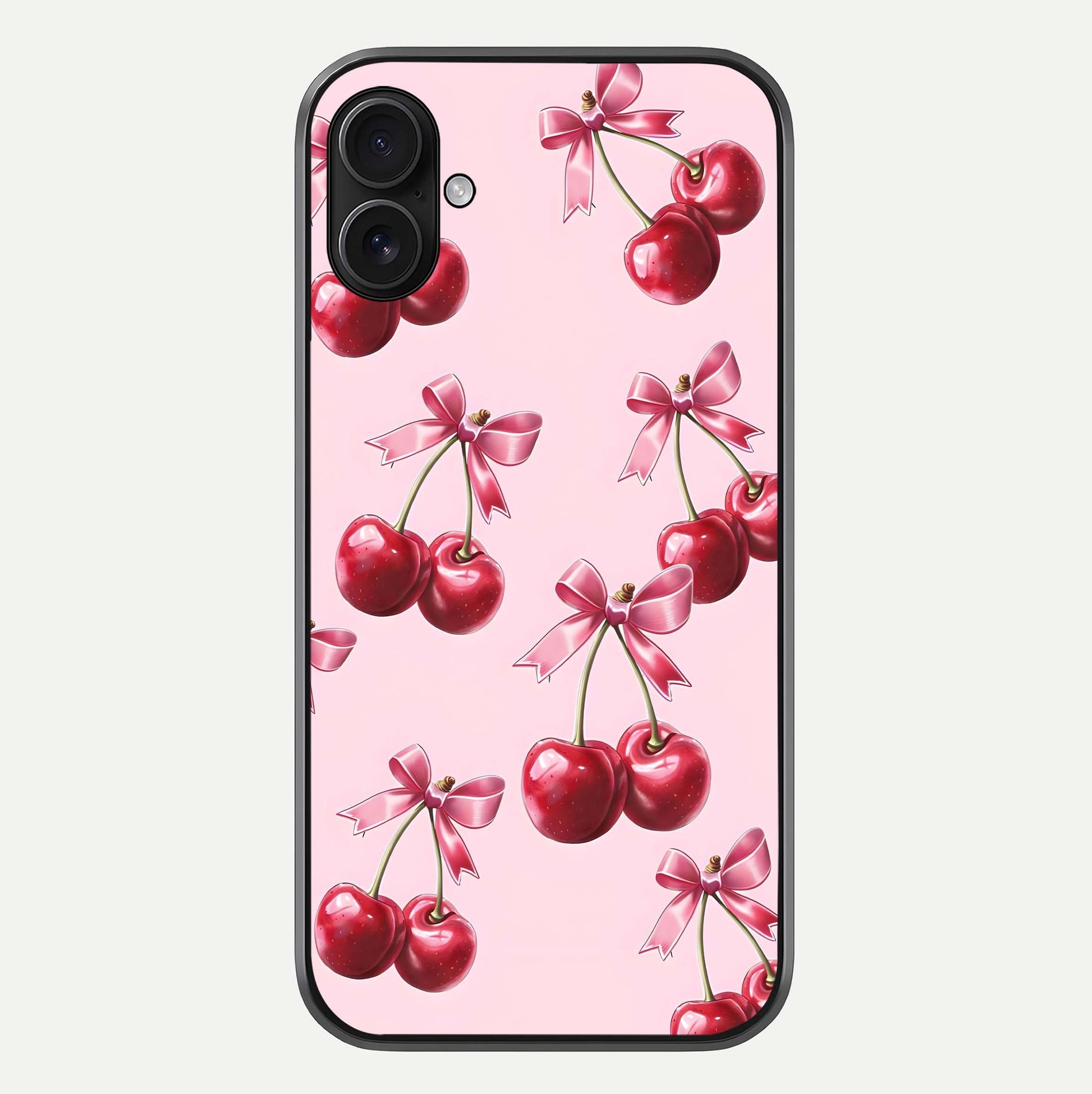 Red Cherries Pattern Glass Case For iPhone 16 Plus by Custom World