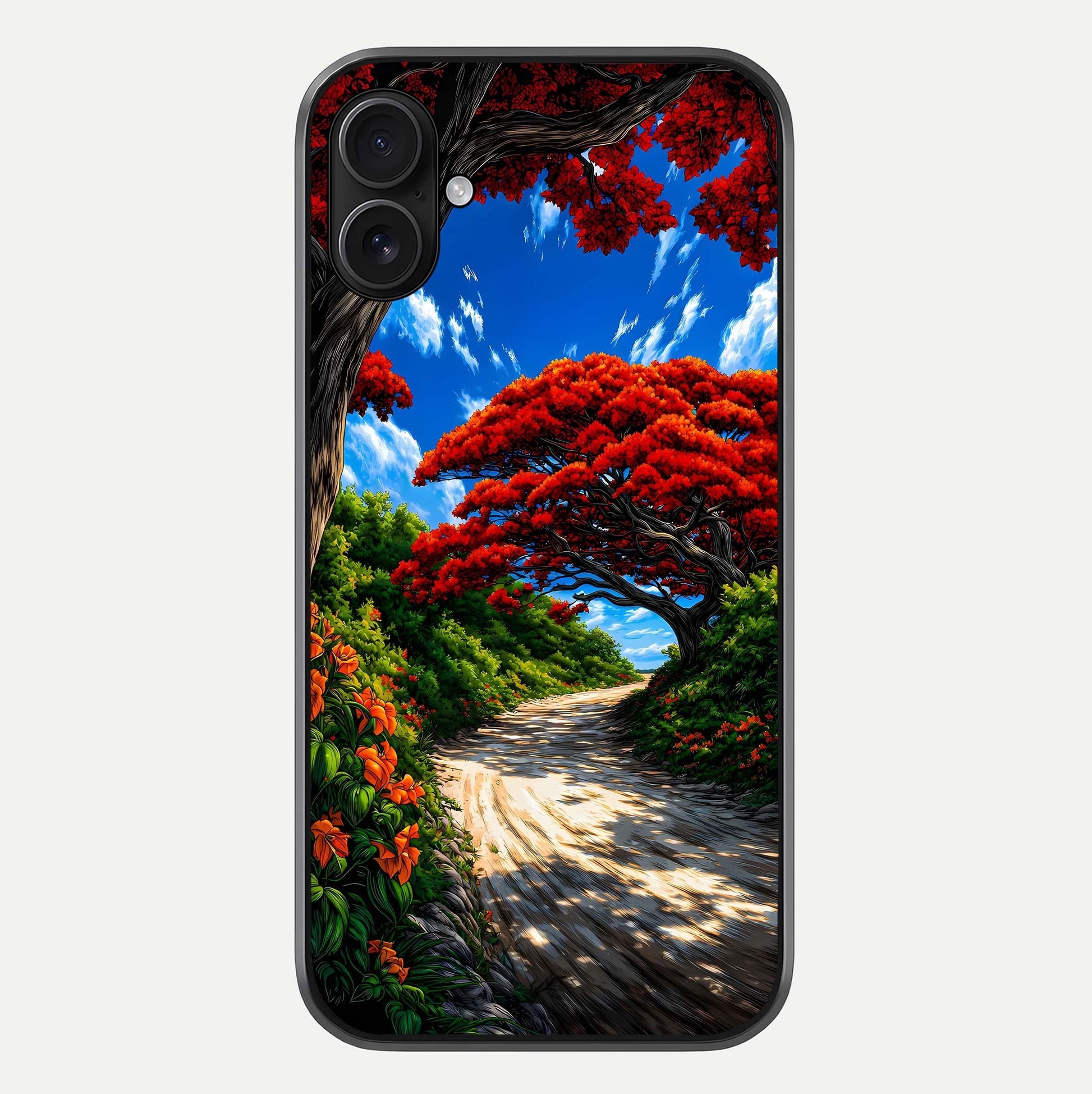 Red Trees Pathway Glass Case For iPhone 16 Plus by Custom World