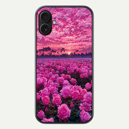 Rose Sunset Valley Glass Case For iPhone 16 Plus by Custom World