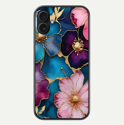 Sparkle Floral Glass Case For iPhone 16 Plus by Custom World