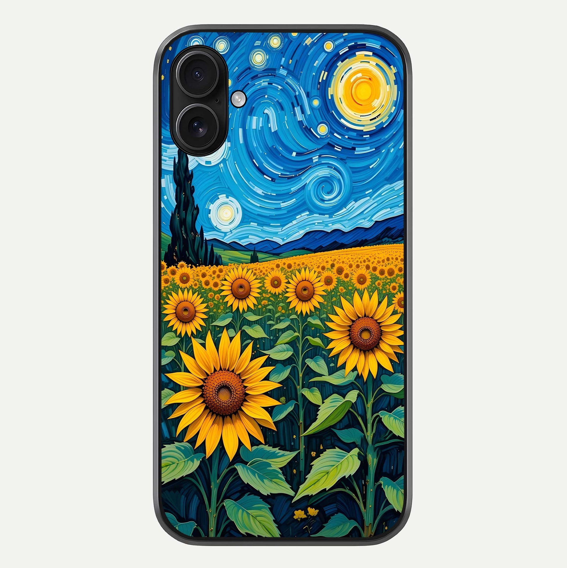 Starry Sunflower Dreams Glass Case For iPhone 16 Plus by Custom World