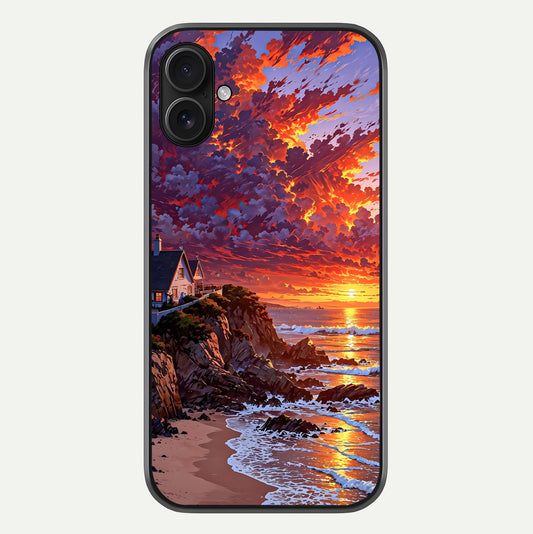 Sunset House By Sea Glass Case For iPhone 16 Plus by Custom World