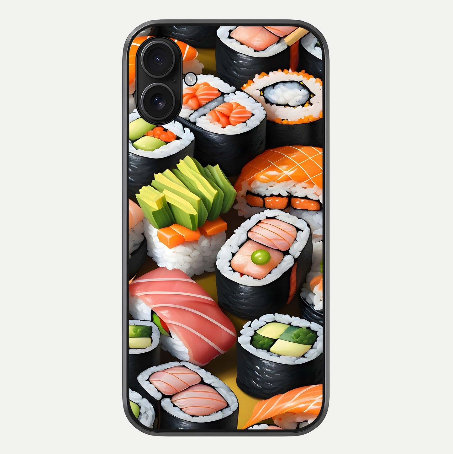 Sushi Food Pattern Glass Case For iPhone 16 Plus by Custom World