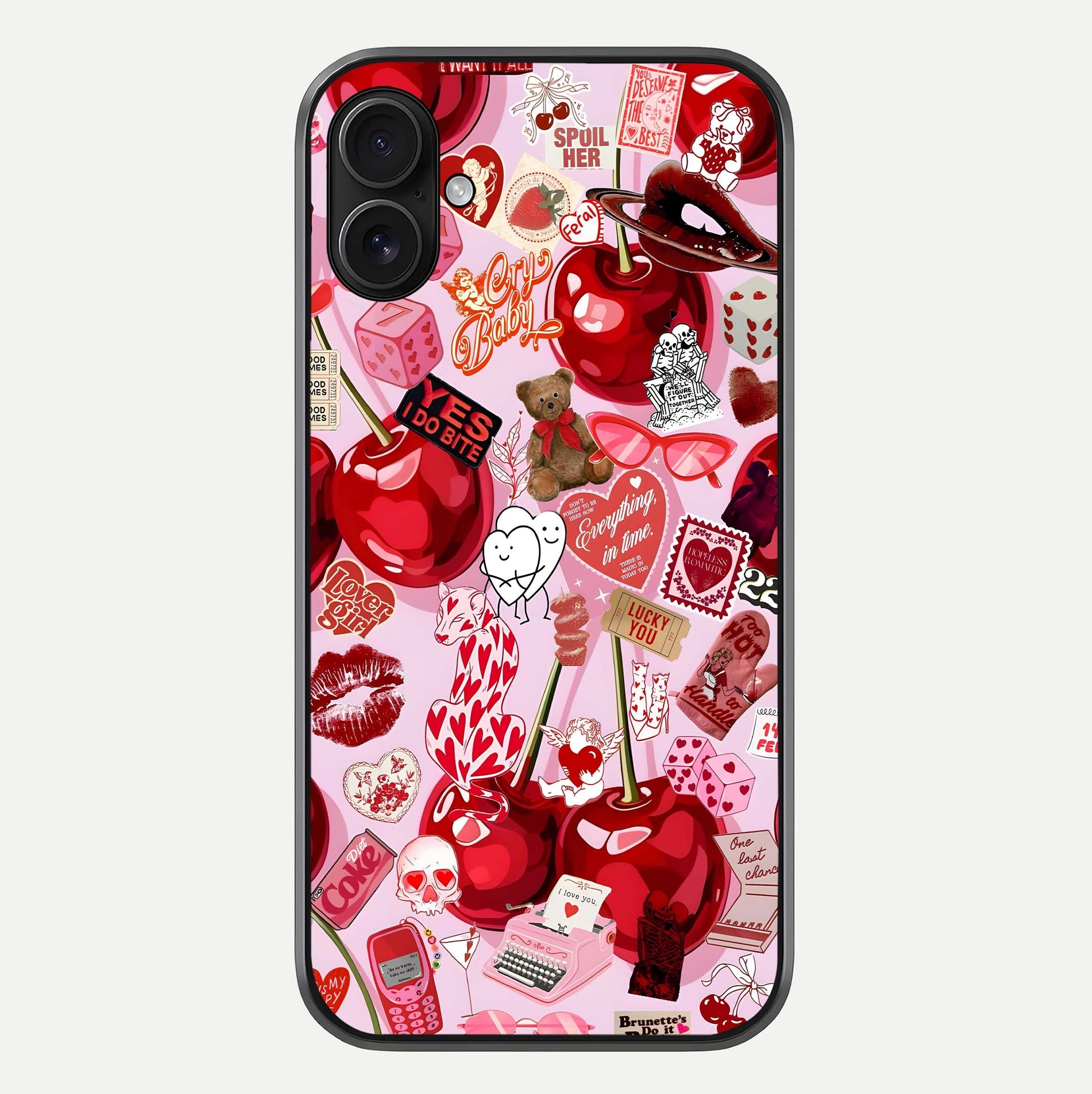 Sweet Cherry Chaos Glass Case For iPhone 16 Plus by Custom World