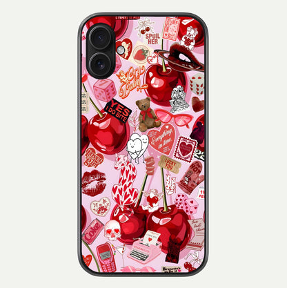 Sweet Cherry Chaos Glass Case For iPhone 16 Plus by Custom World
