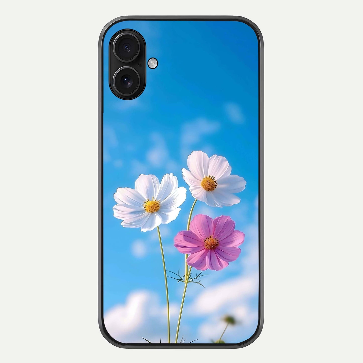 Triple Flowers With Sky Glass Case For iPhone 16 Pro by Custom World