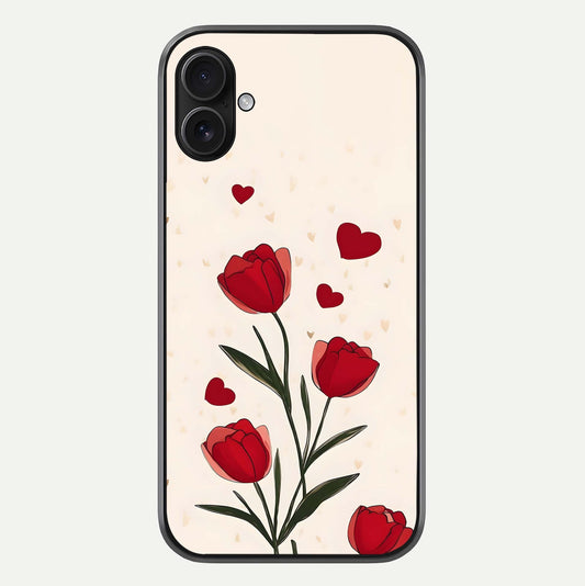 Tulip With Heart Glass Case For iPhone 16 Pro by Custom World
