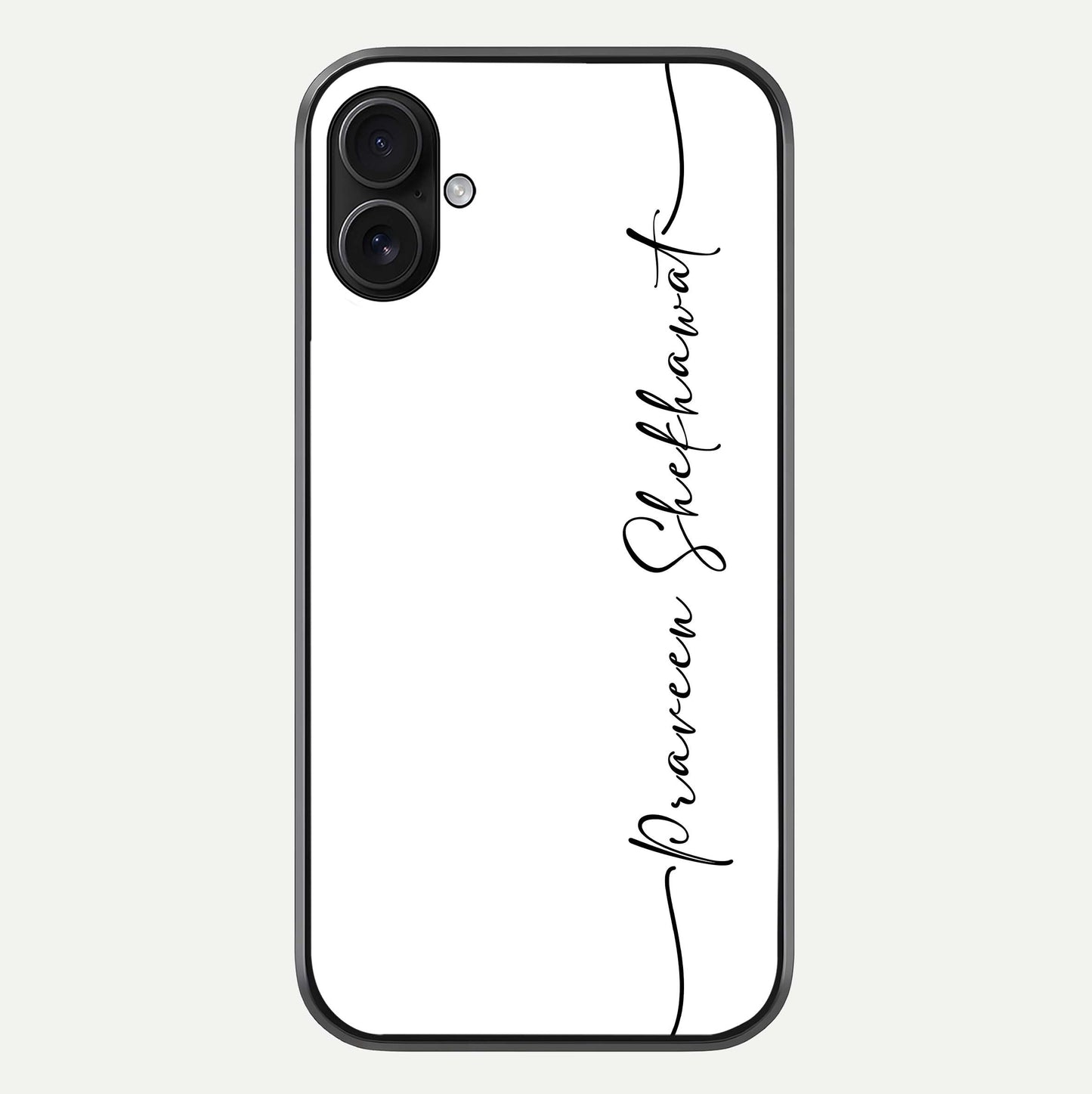 White Tune Custom Name Glass Case For iPhone 16 Plus by Custom World