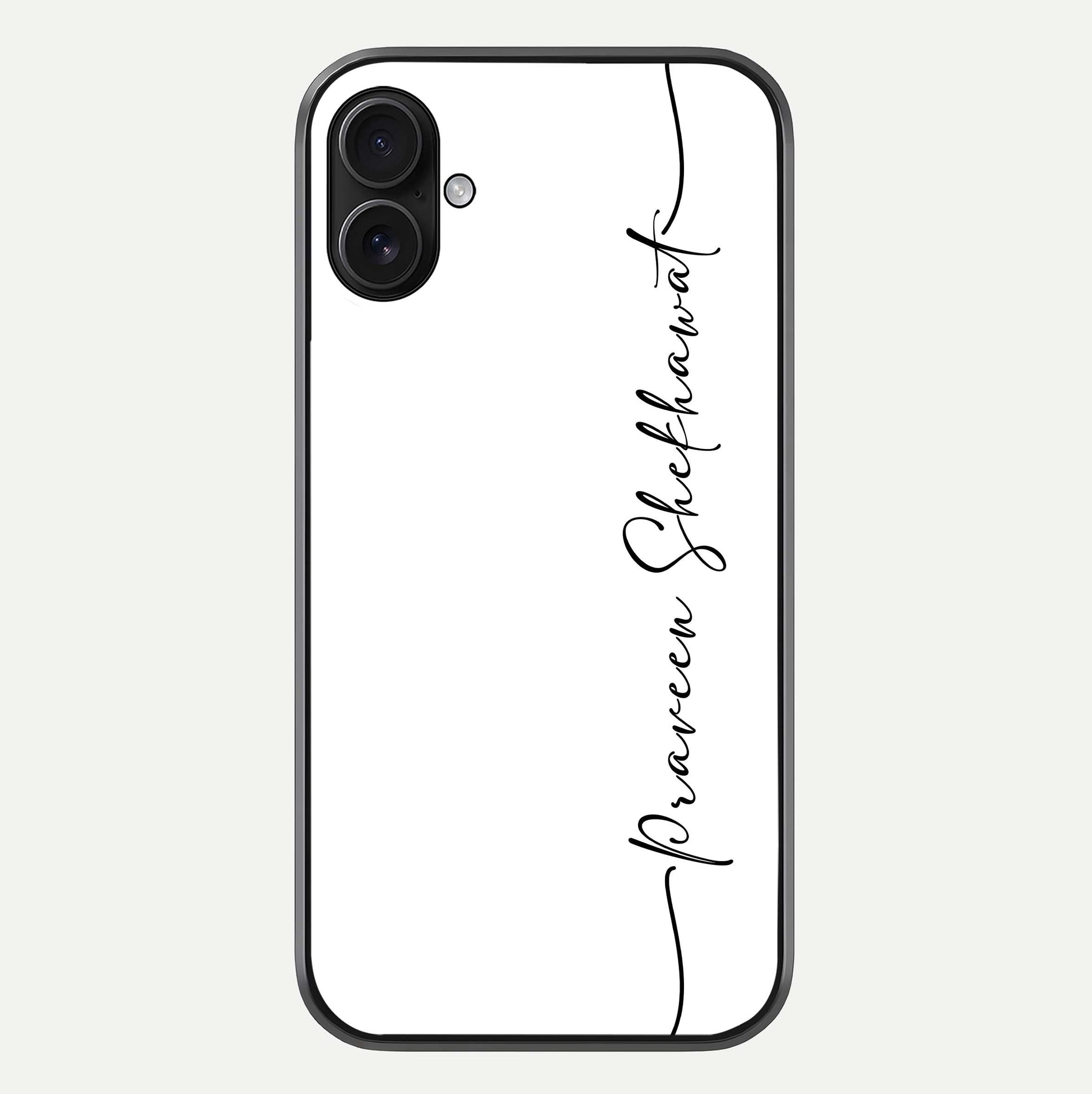 White Tune Custom Name Glass Case For iPhone 16 Plus by Custom World