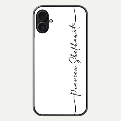White Tune Custom Name Glass Case For iPhone 16 Plus by Custom World
