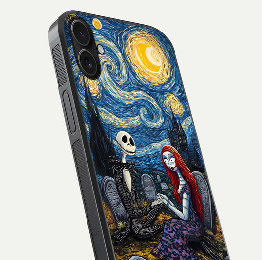 Eternal Night Love Glass Case for iPhone 16 Plus close-up highlighting stars and reflection glow