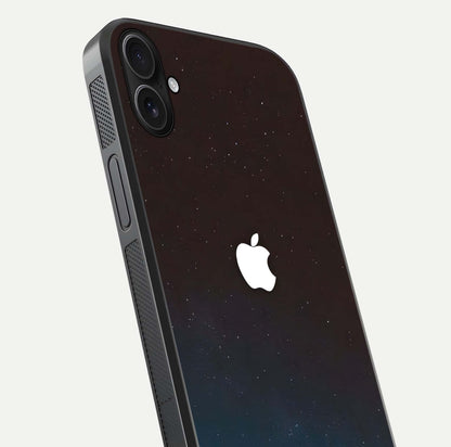 Green Emerald Apple Logo Glass Case for iPhone 16 Plus close-up angled shot showing color depth and reflection clarity